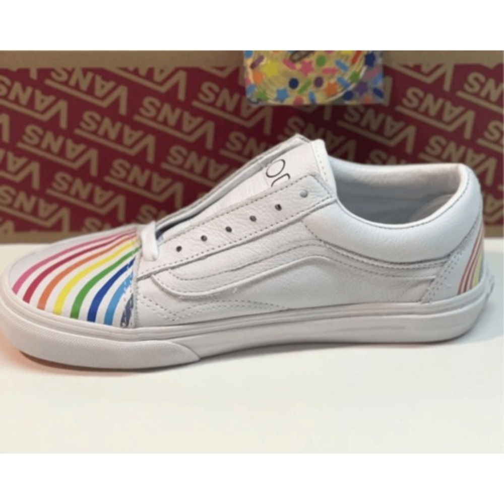 Vans Sneakers Old Skool Flour Shop Rainbow Men's Size‎ 10.5 Women 12 White New - Picture 2 of 11